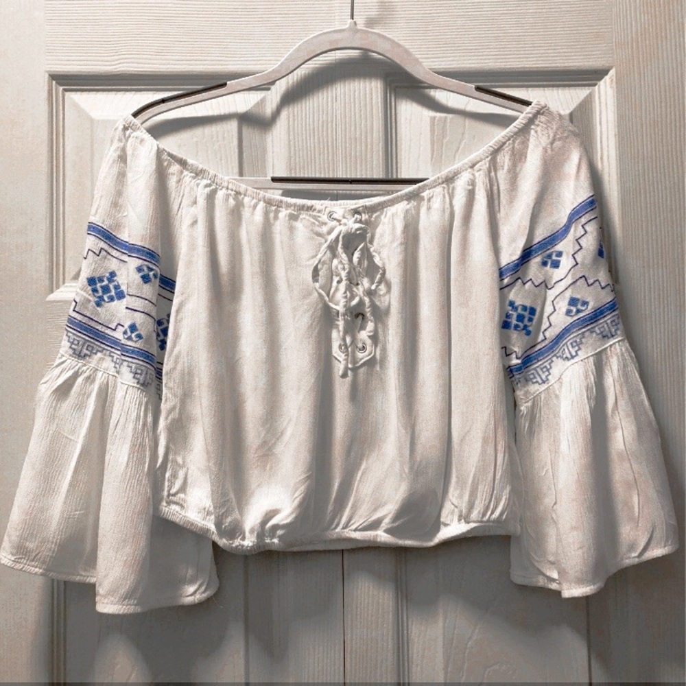 Off-the-Shoulder Cropped Blouse